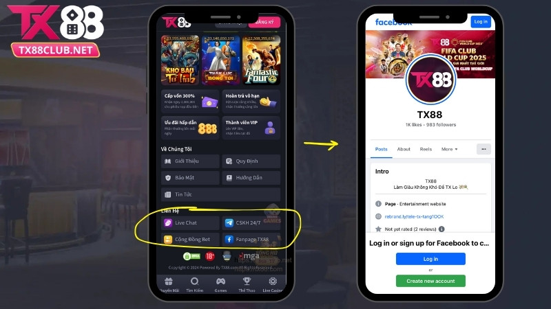 4 kênh hỗ trợ liên hệ TX88