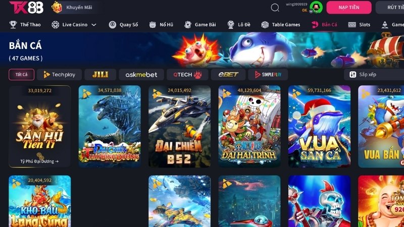 Các tựa game bắn cá TX88 hấp dẫn