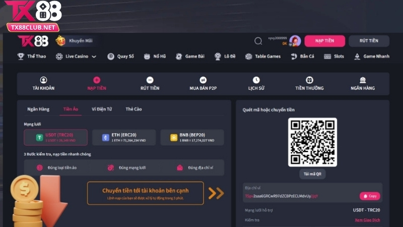 Hướng dẫn nạp tiền TX88