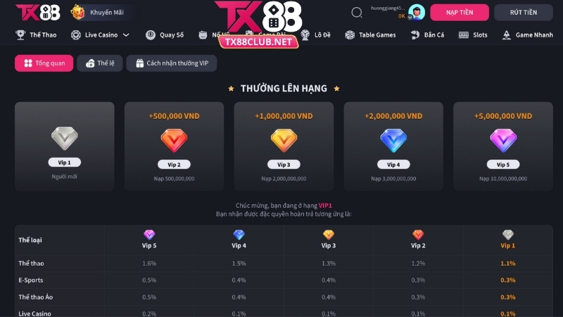 Khuyến mãi TX88 cho thành viên VIP