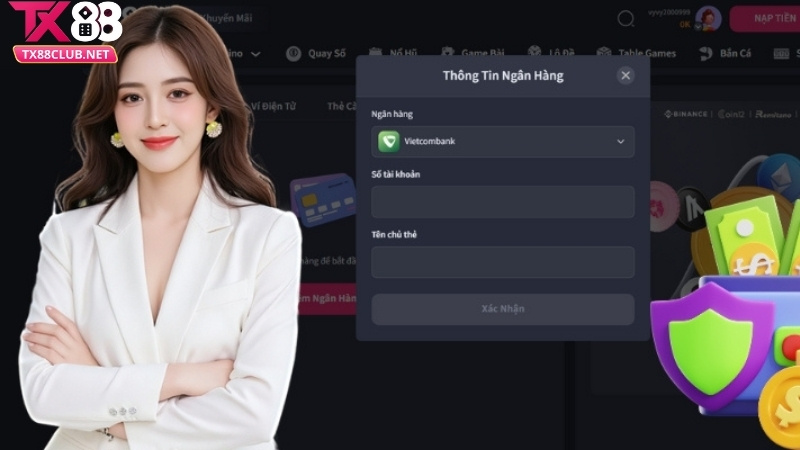 Lien kết ngân hàng để nạp tiền TX88
